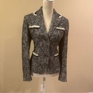 Talbots Tweed Fringe Hem Blazer